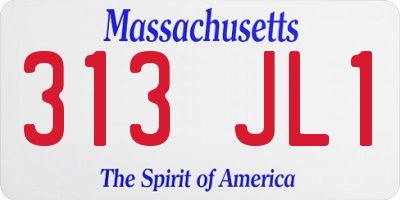 MA license plate 313JL1