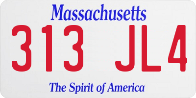 MA license plate 313JL4