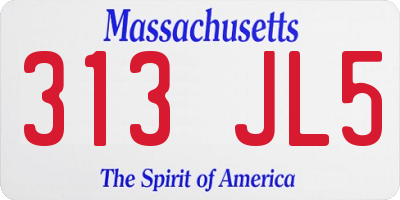 MA license plate 313JL5