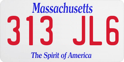 MA license plate 313JL6