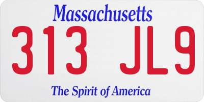 MA license plate 313JL9