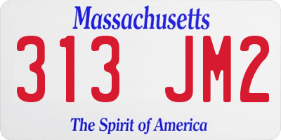 MA license plate 313JM2
