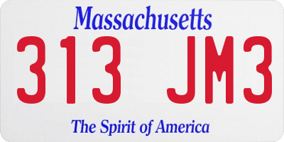 MA license plate 313JM3