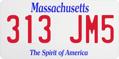 MA license plate 313JM5