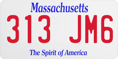 MA license plate 313JM6