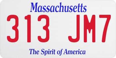 MA license plate 313JM7