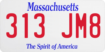 MA license plate 313JM8