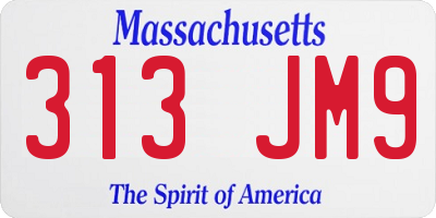 MA license plate 313JM9