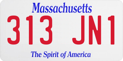MA license plate 313JN1