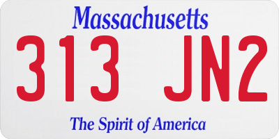 MA license plate 313JN2