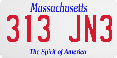 MA license plate 313JN3