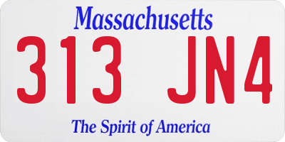 MA license plate 313JN4
