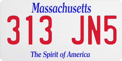 MA license plate 313JN5