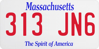 MA license plate 313JN6
