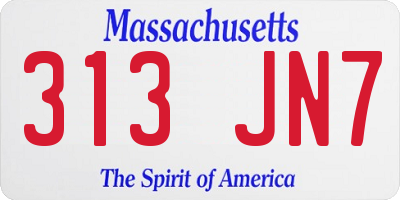 MA license plate 313JN7