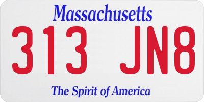 MA license plate 313JN8