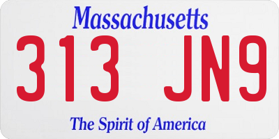 MA license plate 313JN9
