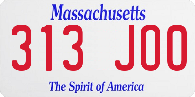 MA license plate 313JO0