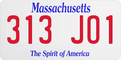 MA license plate 313JO1