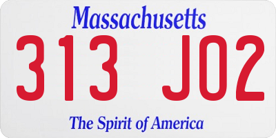MA license plate 313JO2