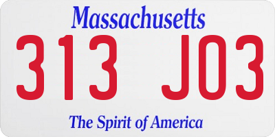 MA license plate 313JO3
