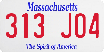 MA license plate 313JO4