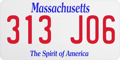 MA license plate 313JO6