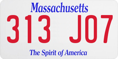 MA license plate 313JO7