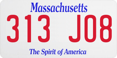 MA license plate 313JO8