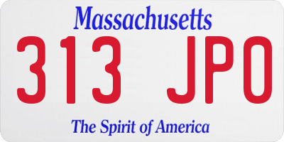 MA license plate 313JP0