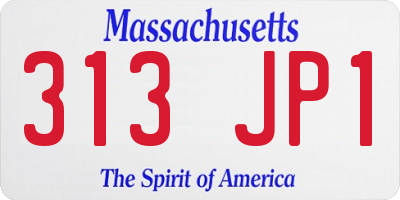 MA license plate 313JP1