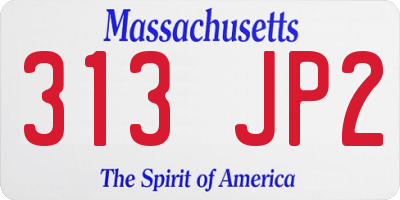 MA license plate 313JP2