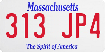 MA license plate 313JP4