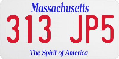 MA license plate 313JP5