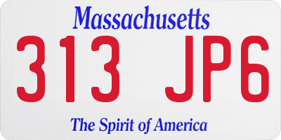 MA license plate 313JP6
