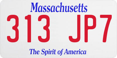 MA license plate 313JP7