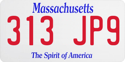 MA license plate 313JP9