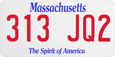 MA license plate 313JQ2