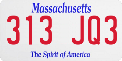 MA license plate 313JQ3