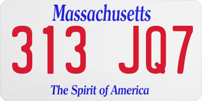 MA license plate 313JQ7