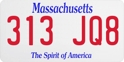 MA license plate 313JQ8