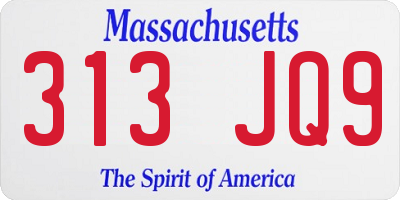 MA license plate 313JQ9