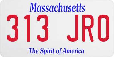 MA license plate 313JR0