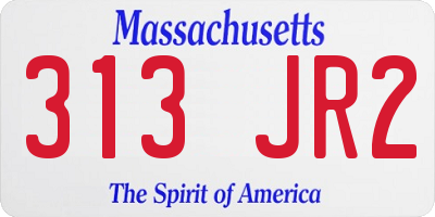MA license plate 313JR2