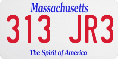 MA license plate 313JR3