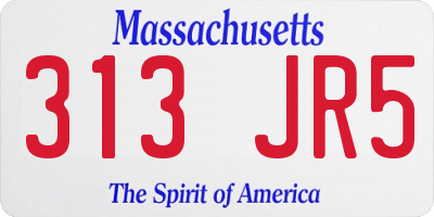 MA license plate 313JR5