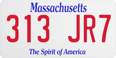 MA license plate 313JR7