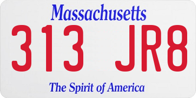 MA license plate 313JR8