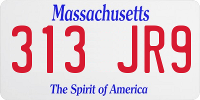 MA license plate 313JR9