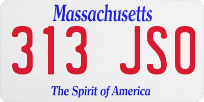 MA license plate 313JS0